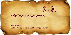 Kósa Henrietta névjegykártya